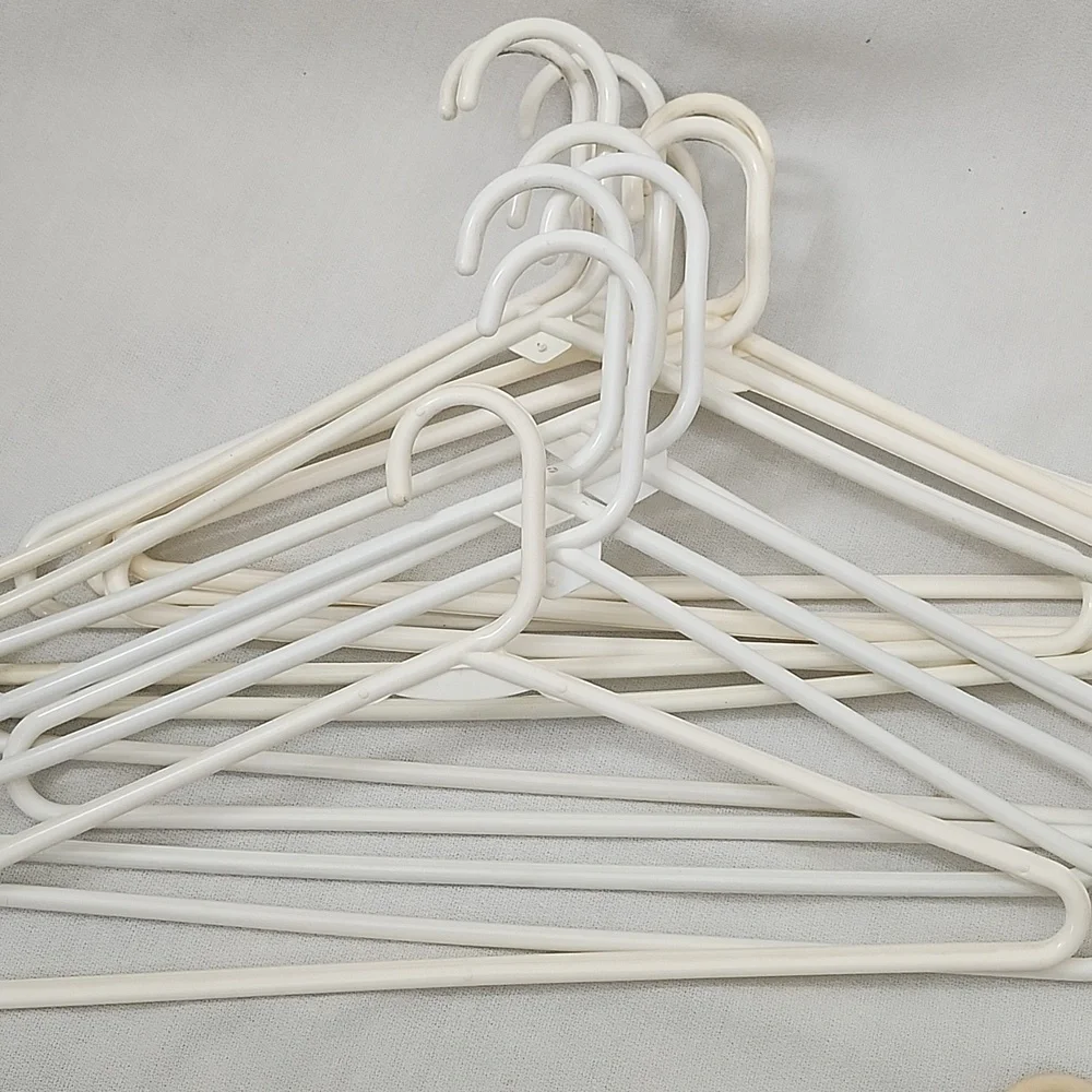 Set of 40 White and Cream Plastic Hangers
